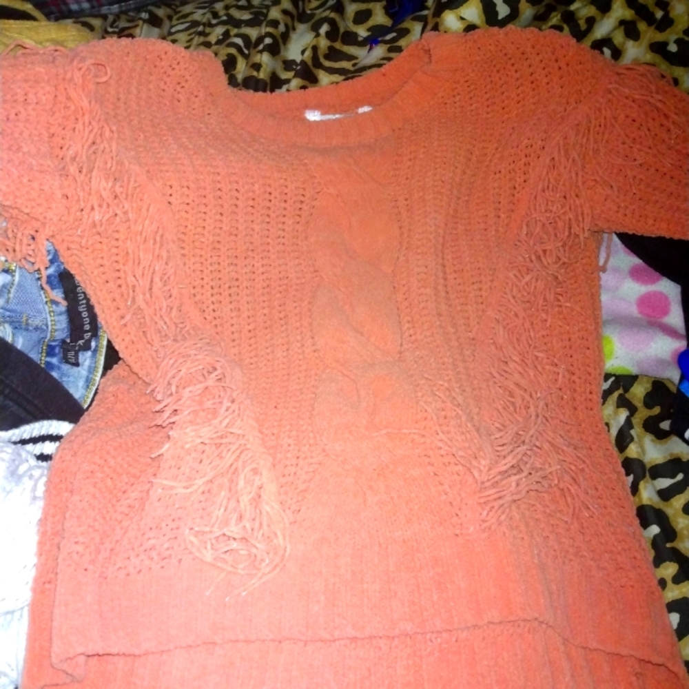 Fringe orange sweater